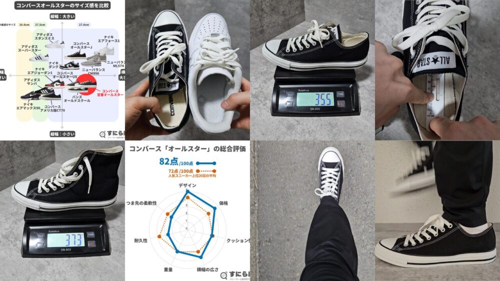 0.5cmごとに履いてコンバースオールスターのサイズ感を比較!114名の履き心地や口コミ・評判も紹介